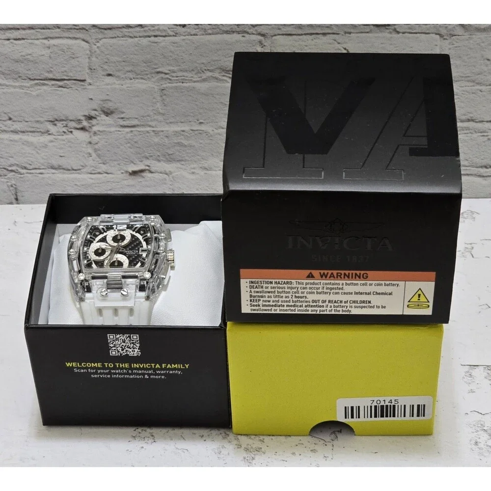 Invicta S1 Rally Mens 42mm White Black Carbon Chronograph Watch 70145 Brand New